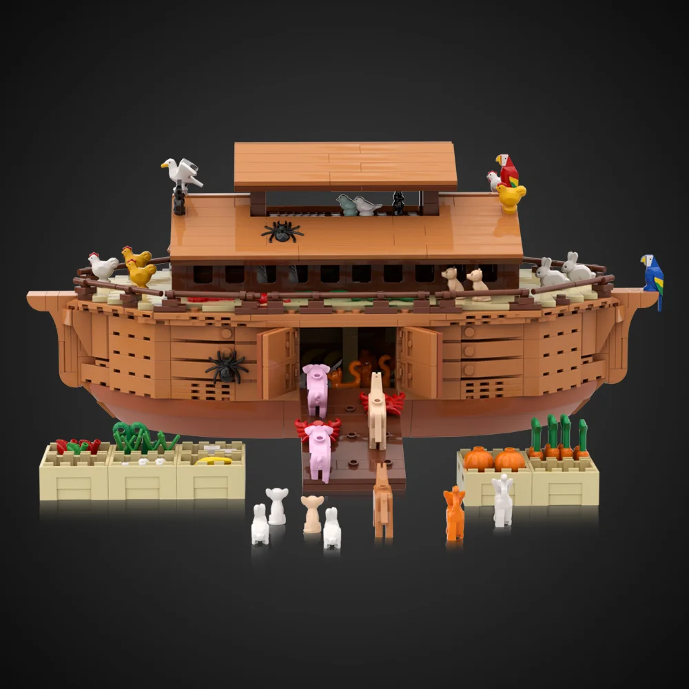 Gobricks MOC Noah's Ark Building Blocks Maritime เรือรบรุ่น Biological สัตว์อิฐ DIY ประกอบของเล่นเด็กของขวัญ