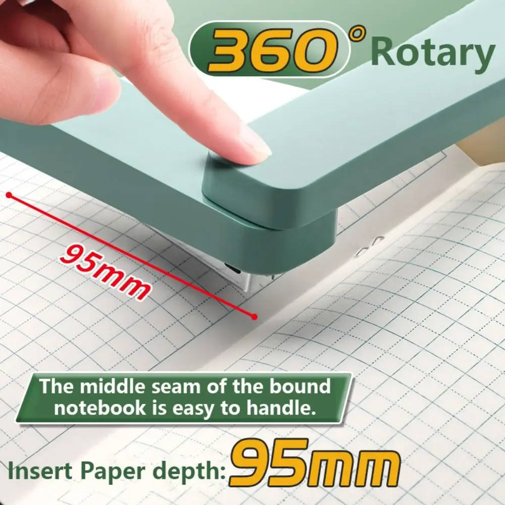 Use 24/6 Staples Stapler Heavy Duty Effortless Heavy Duty Stapler 360 Degree Rotary Metal Long Stapler Bookbinding Supplies