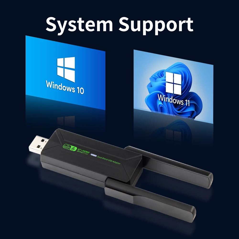 WiFi 6 AX900 Bluetooth 5.4 WiFi Adattatore USB Scheda di rete wireless 2.4G e 5GHz Wi-Fi Ricevi USB per PC/laptop Win10/11 Driver gratuito