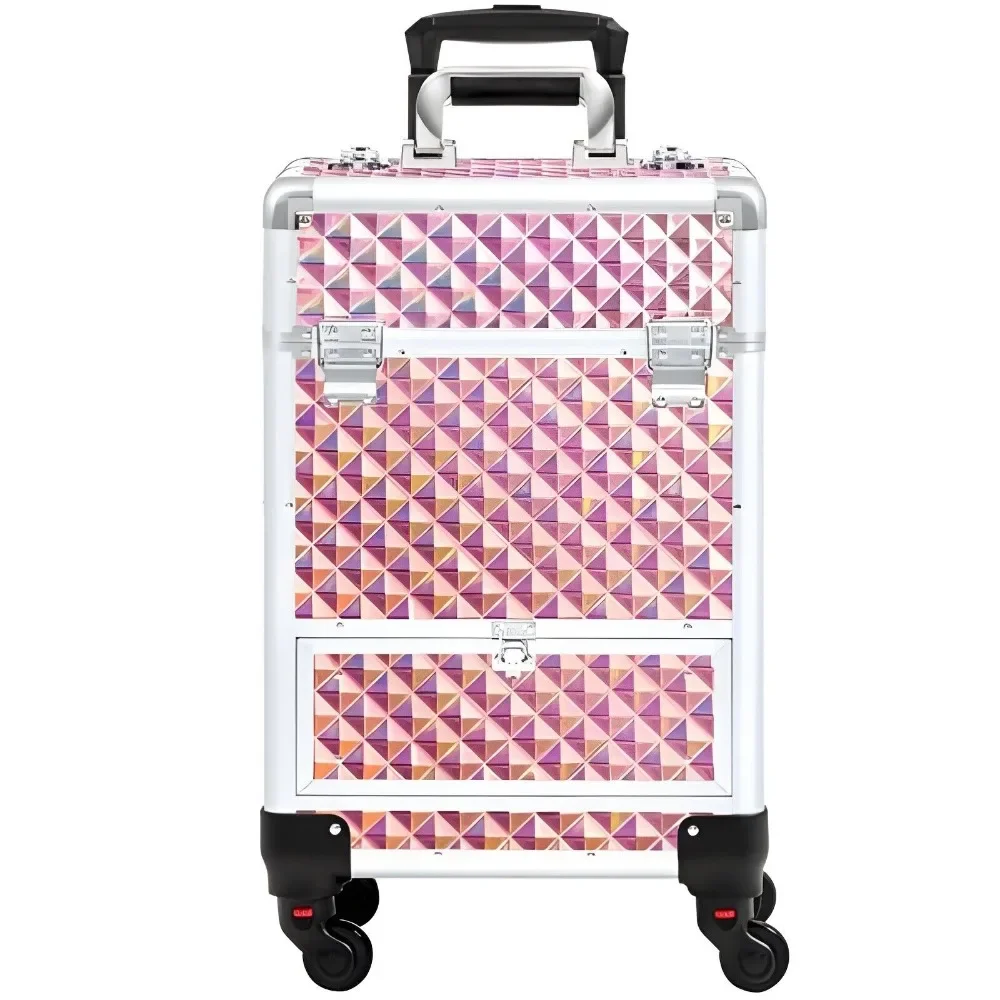 

Rolling Makeup Case Large Professional Aluminum Cosmetic with Drawer&Wheels