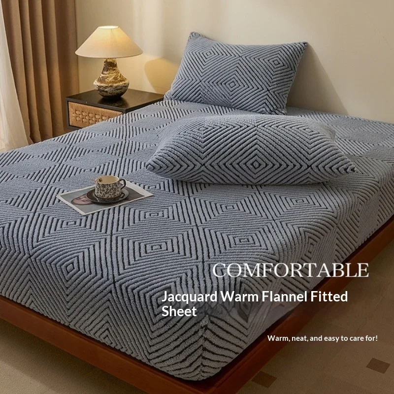 Weicher, warmer Matratzenbezug mit umlaufendem elastischem Band, Korallen-Fleece-Matratzenbezug, Bettwäsche, Doppelbett, Queen-Size-Matratzenschoner