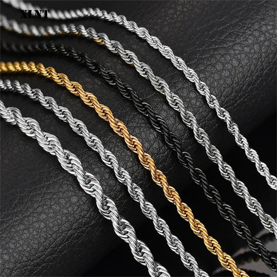 Hot Selling 2/3/4/5/6mm 316L Rope Chain Necklace Stainless Steel Never Fade Waterproof Choker Men Women Gold Color Jewelry Gifts