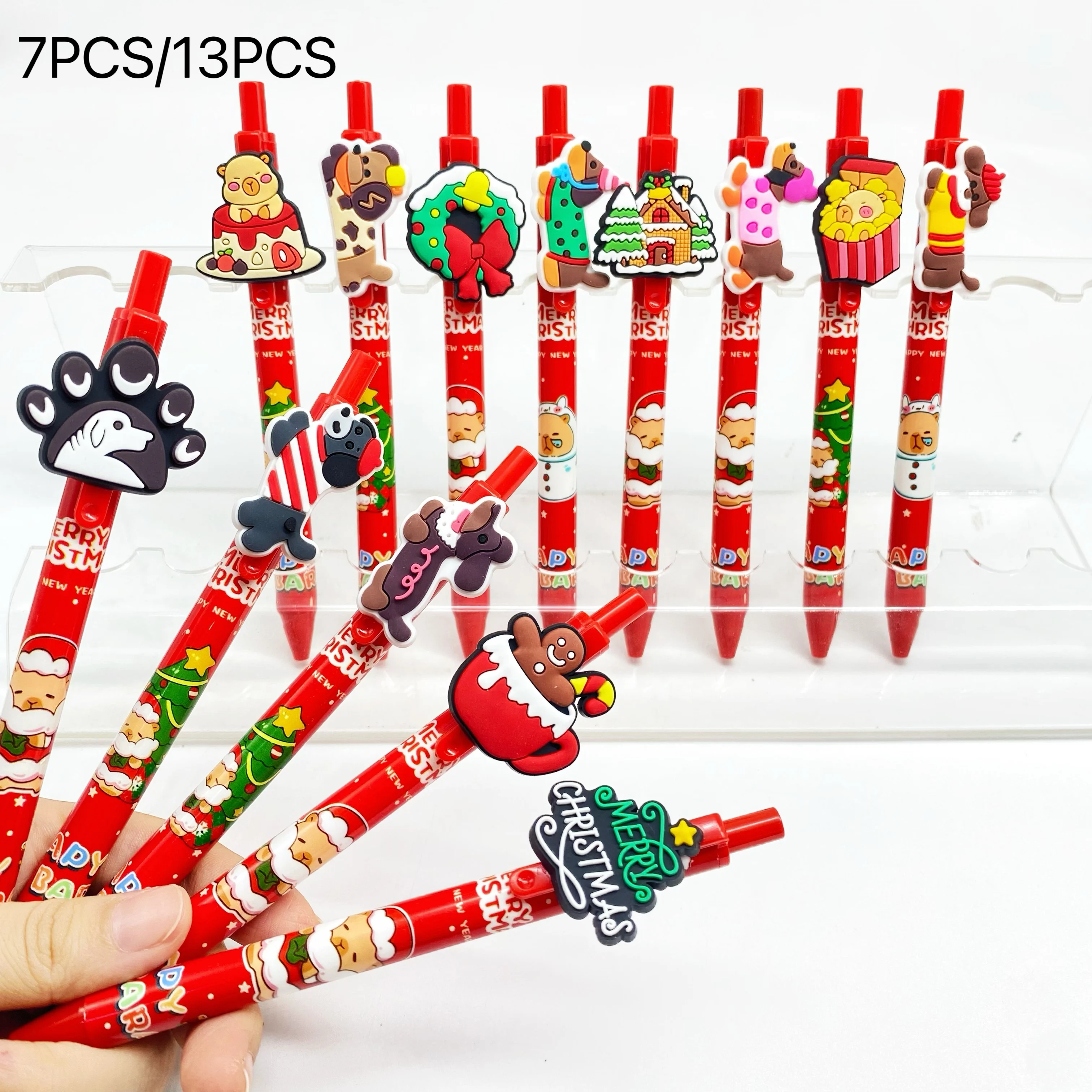 Weihnachten Serie Wurst Hund 7PCS/13PCS runde Stift Student Schreiben Stifte Tragbare Büro Schreibwaren Kugelschreiber