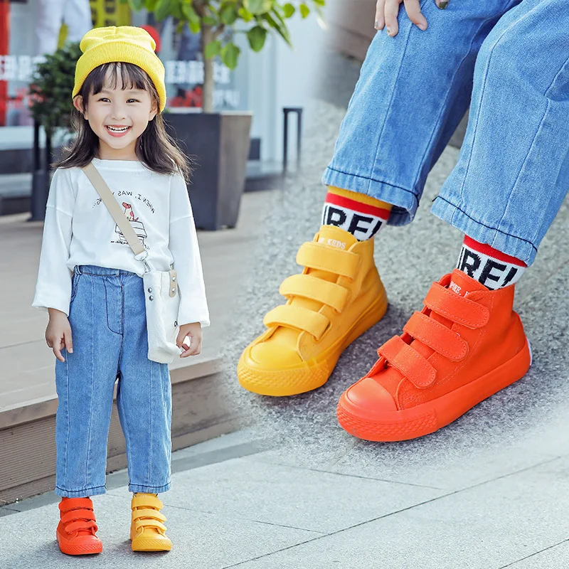 tenis Children Canvas Shoe for Girl Sneaker High Top Boy New Spring Autumn Candy Color Kid Casual Shoe Footwear Sports Shoetênis