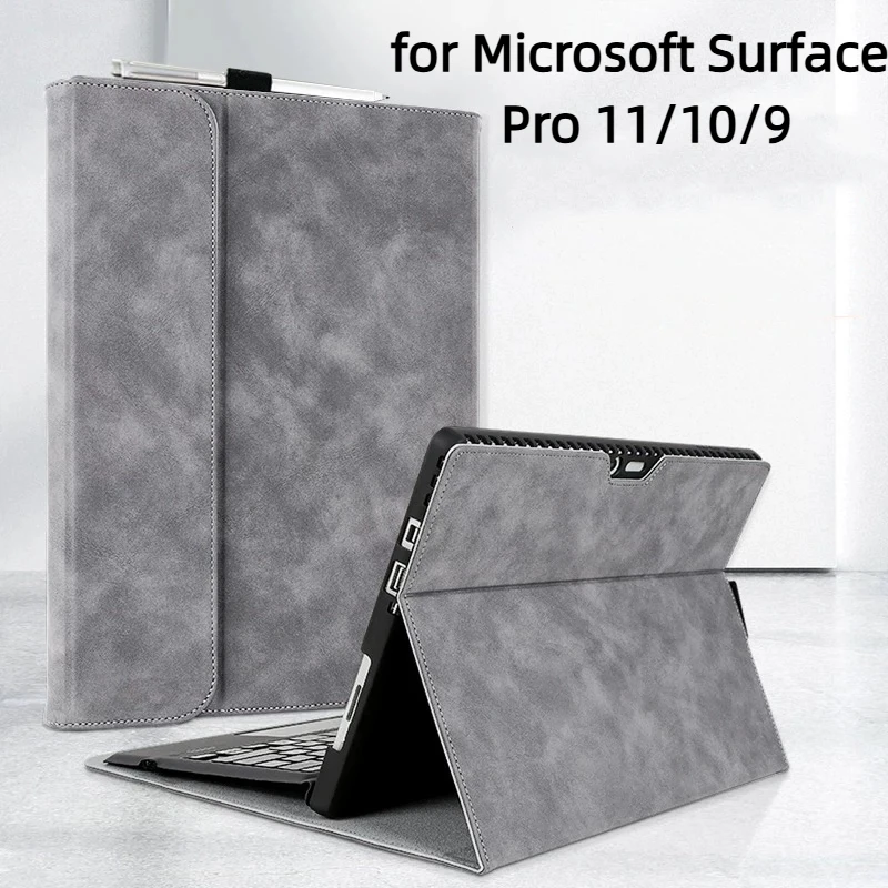 Funda Protectora para Microsoft Surface Pro 11/10/9 de 13 Pulgadas, Funda Delgada de Cuero PU para Tablet, Antigolpes, con Soporte Inteligente, Tipo Folio