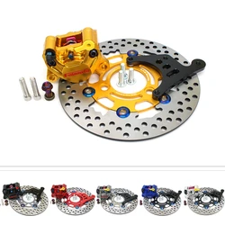 motorcycle brake Disc rotor caliper 34mm one set pistion Hydraulic Universal with 200mm 220mm Disc Set 43mm 53mm Bracket Adapter