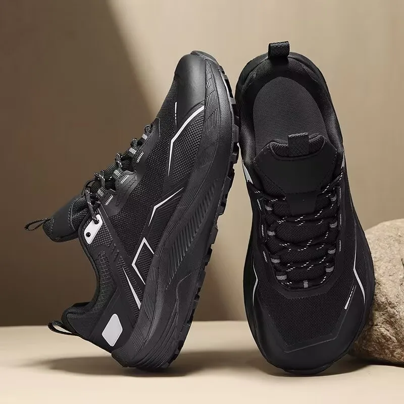New Trend Mesh Anti Slip Men's Outdoor Off-road Running Shoes Wear Resistant Thick Soled Men's Sports Shoes