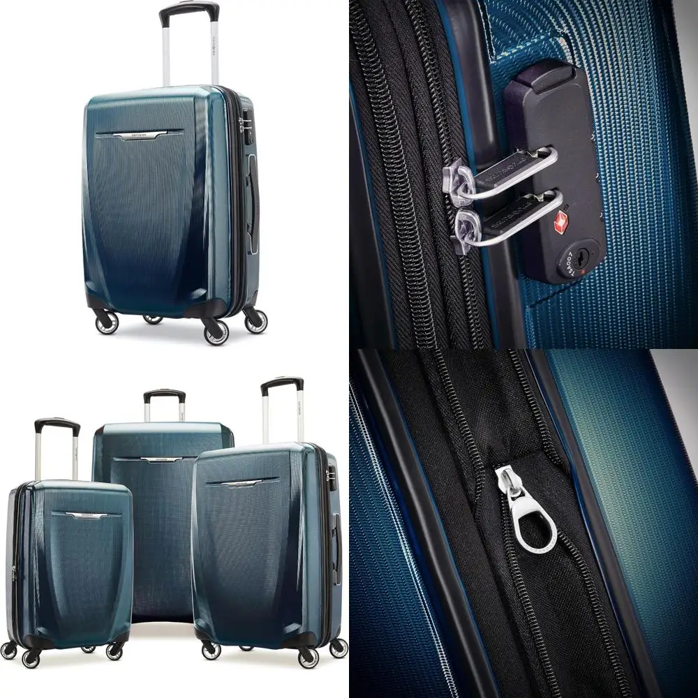 Carry-On Expandable Hardside Spinner Luggage, Navy Blue, 20-Inch, Luxury Travel Suitcase