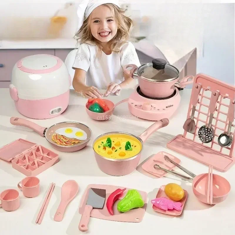 Nieuwe Grappige Keuken Speelgoed Meisje Kan Koken Mini Keuken Artikelen Echt Gekookte Familie Speelgoed Set Verjaardagscadeau Meisje Speelgoed Keuken Accessoires