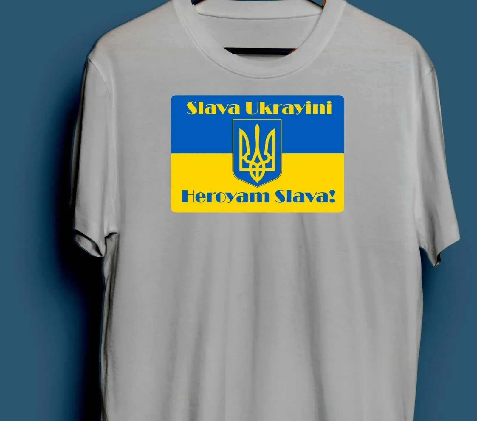 Camiseta Slava To Ukraine, Glory To The Heros para hombre, camisetas informales de manga corta 100% algodón con cuello redondo, camisetas de verano