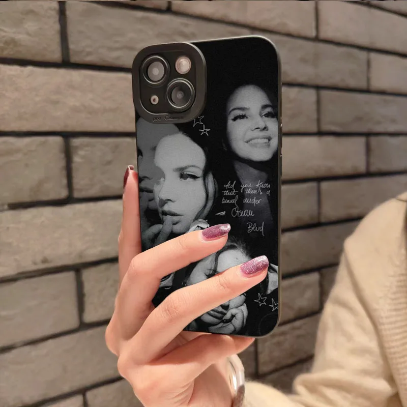Singer Lana Del Rey Black Phone Case for iPhone 15 14 13 12 11 Pro Max XR Shockproof Funda Cover Christmas Gift for Friends