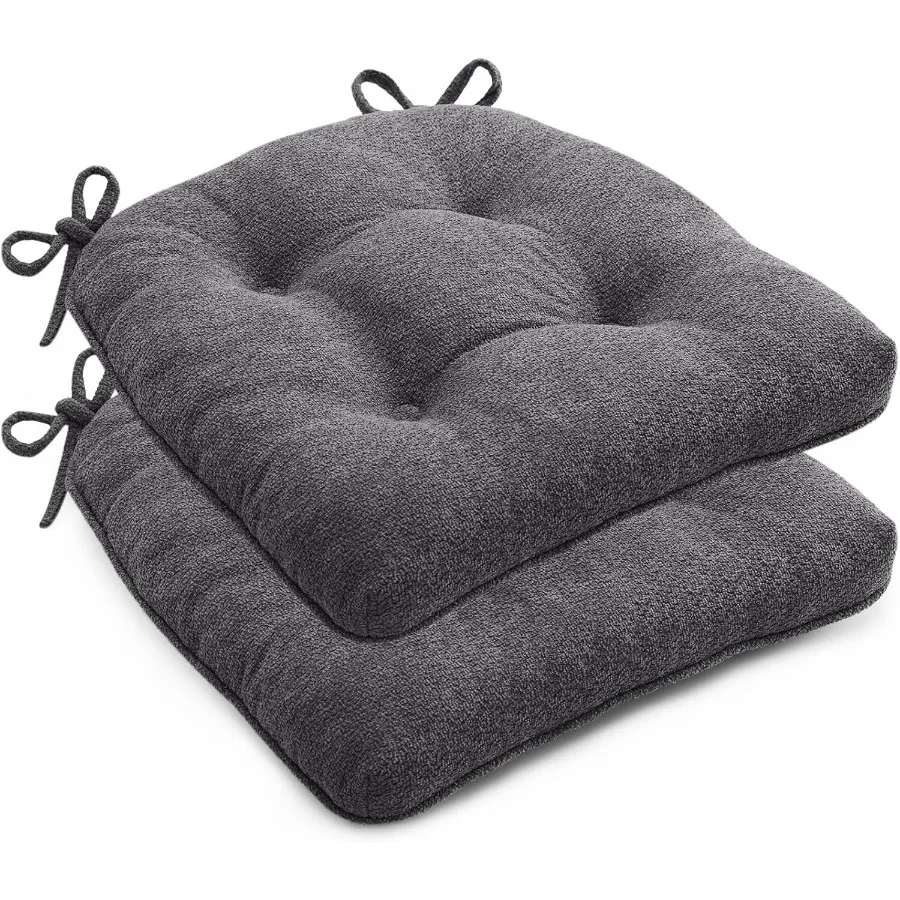 

Набор подушек для стульев из 2 шт. для обеденных стульев. Подушечки для кухонных стульев 16,5 x 15,5 дюймов с нескользящим дном из пены с эффектом памяти и завязками.