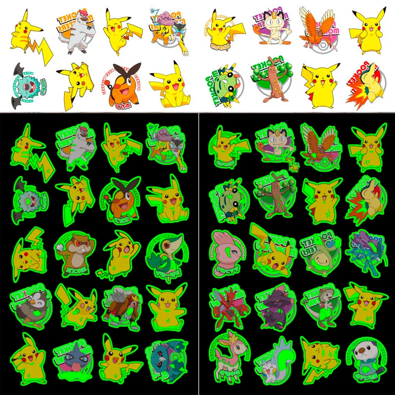 Luminous Tattoo Sticker Pokemon Pikachu Children Arm Face Glowing Tattoo Children Body Art Tattoo Charmander Tattoo Cartoon