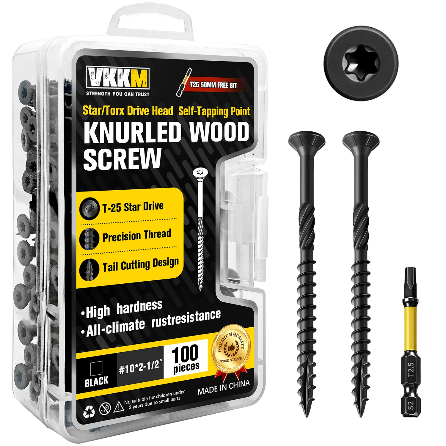 100Pcs VKKM Torx Wood Screws #10 x 2‑1/2
