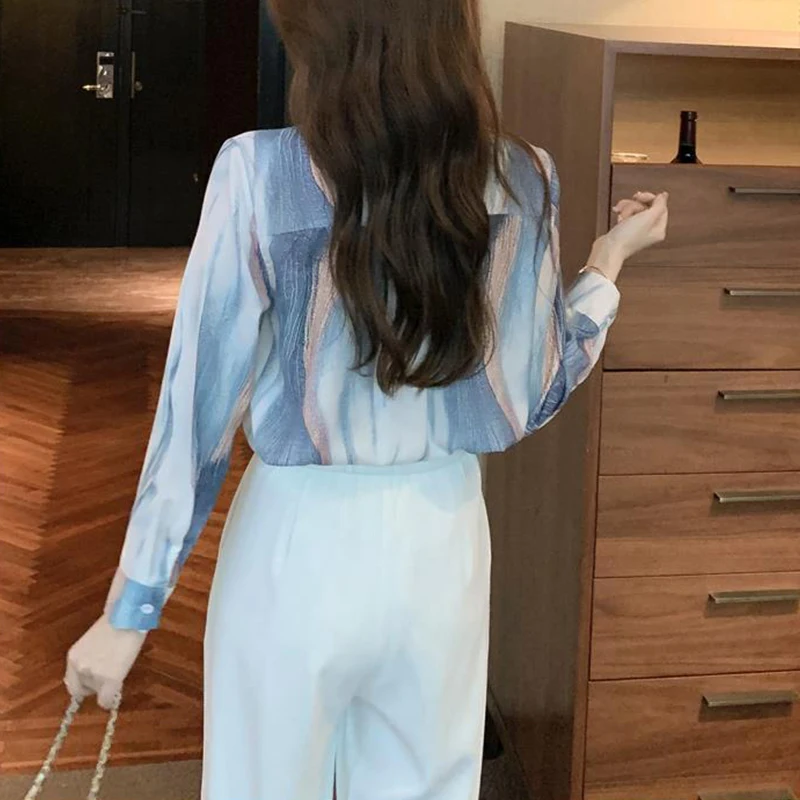 Spring Autumn Elegant Fashion Buttons Chiffon Shirt Ladies Long Sleeve Korean Style All-match Cardigan Top Loose Casual Blouses