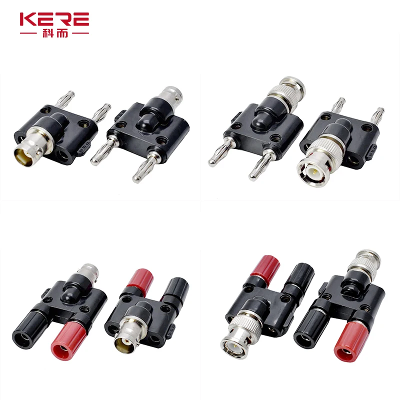 KERE 5PCS/10piece/BNC To 4mm Banana Plug Socket Q9 Coaxial Connector Female Male Three-way Audio Adapter