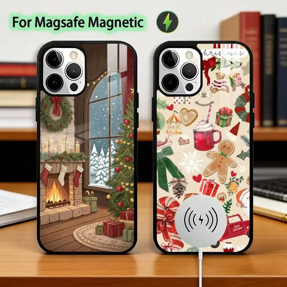 

Christmas Santa Claus Phone Case For iPhone17,16,15,14,13,12,11 Plus,Pro Magnetic with Magsafe Wireless Charging