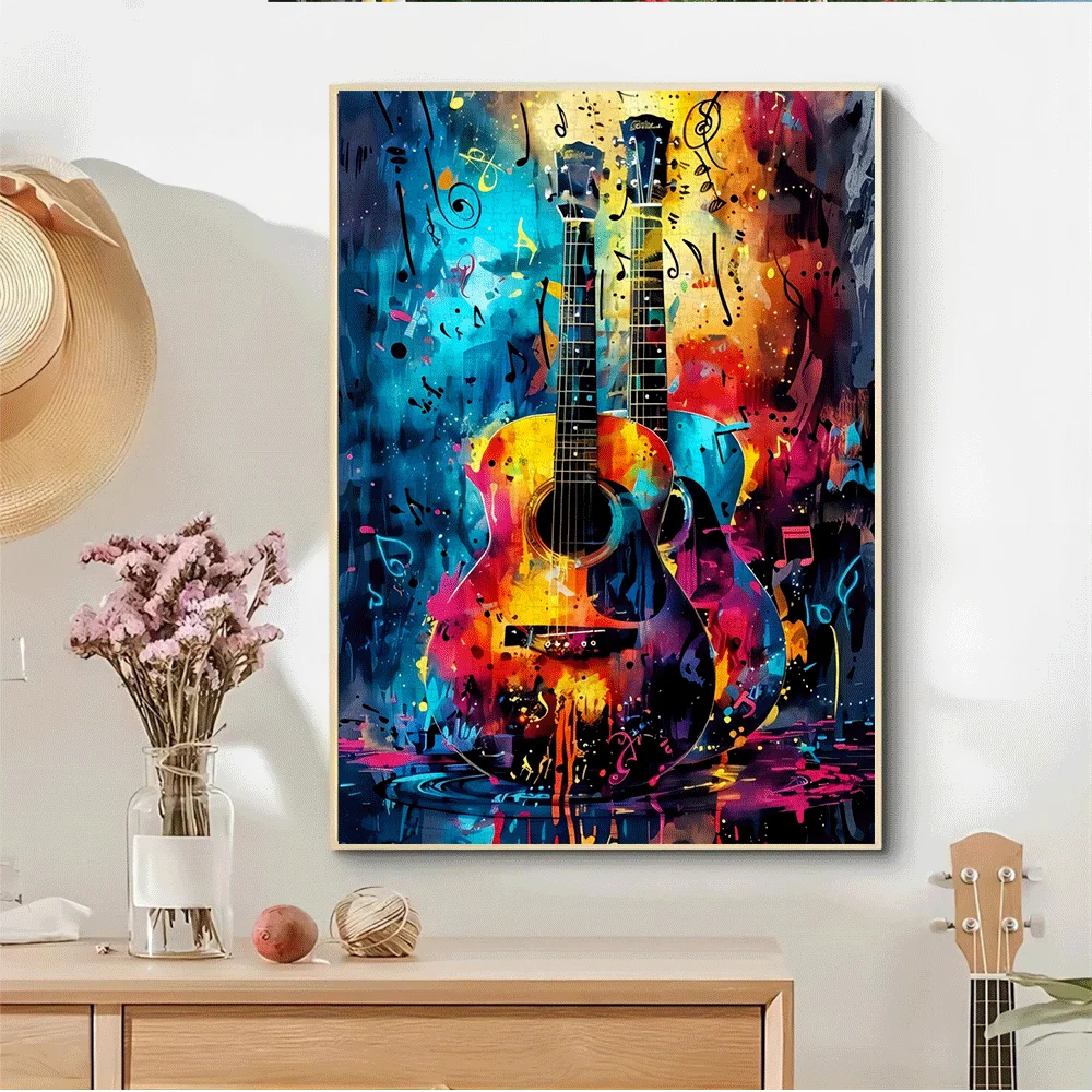 Puzzle dla dorosłych i rodzin z motywem muzycznym - 1000 elementów, grafika z gitarą i nutami muzycznymi w żywych kolorach, wymagające łamigłówka.