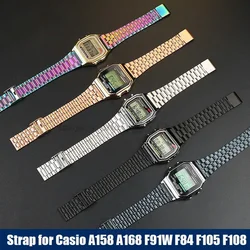 For CASIO Watchband Stainless Steel Strap 18mm for F91W F84 F105 F108 A158 A168 AE1200/1300 B650 AQ230Men Metal Ultra-thin Strap