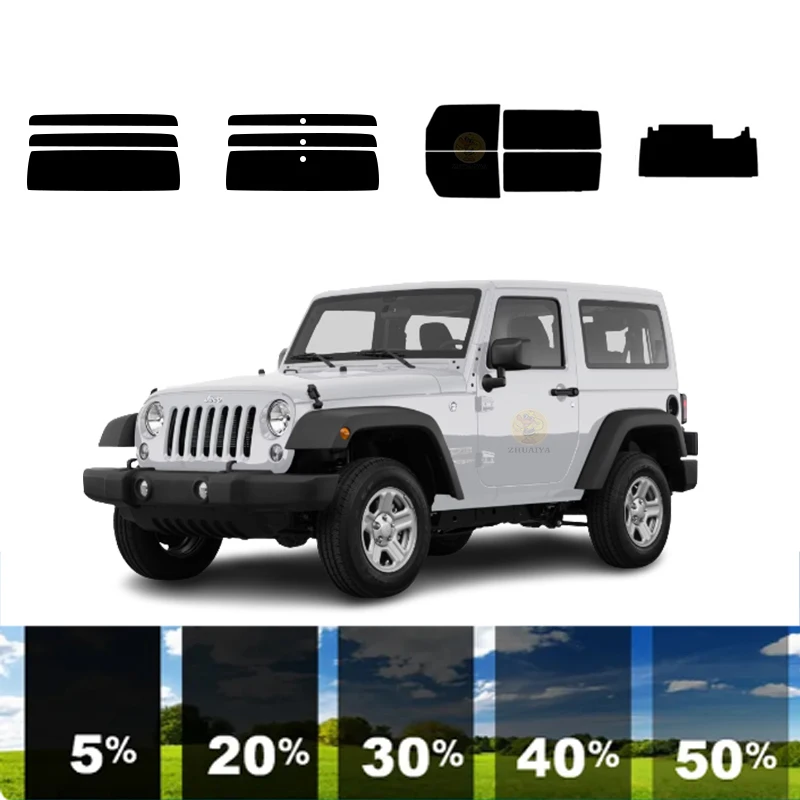 

precut Removable Window Tint Film For Car 100% UVR 5%-35%VLT Heat Insulation Carbon ﻿For JEEP WRANGLER 2 DR SUV 2011-2017