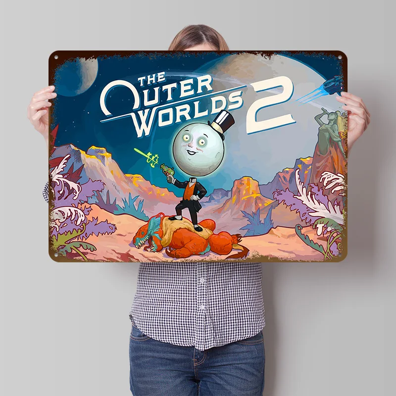 The Outer Worlds 3D Texture Printed Poster Customized Wall Art Vintage Metal Tin Signs for Decoration Garage Accessories House
