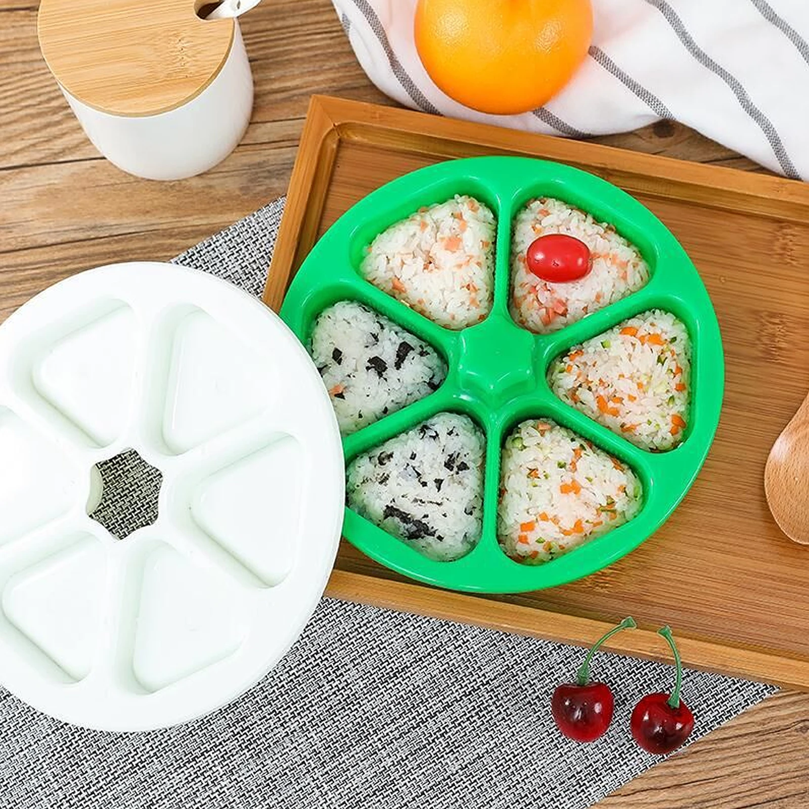 

1pc 6 In 1 Maker Triangle Ball Box Diy Sushi Maker For Home Food Grade Plastic Portable Rice Mold Baking Accessories Sushi Mold