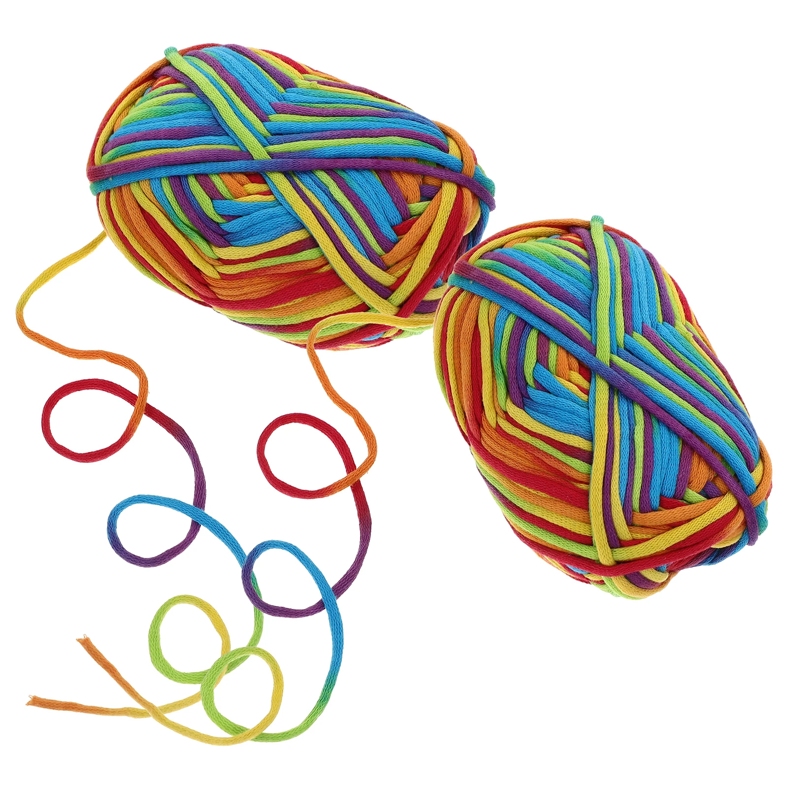 

2pcs Rainbow Scarf Multicolored Filled Crocheting Soft Cotton Household Crochet Multi Function Knitting Convenient Crocheting