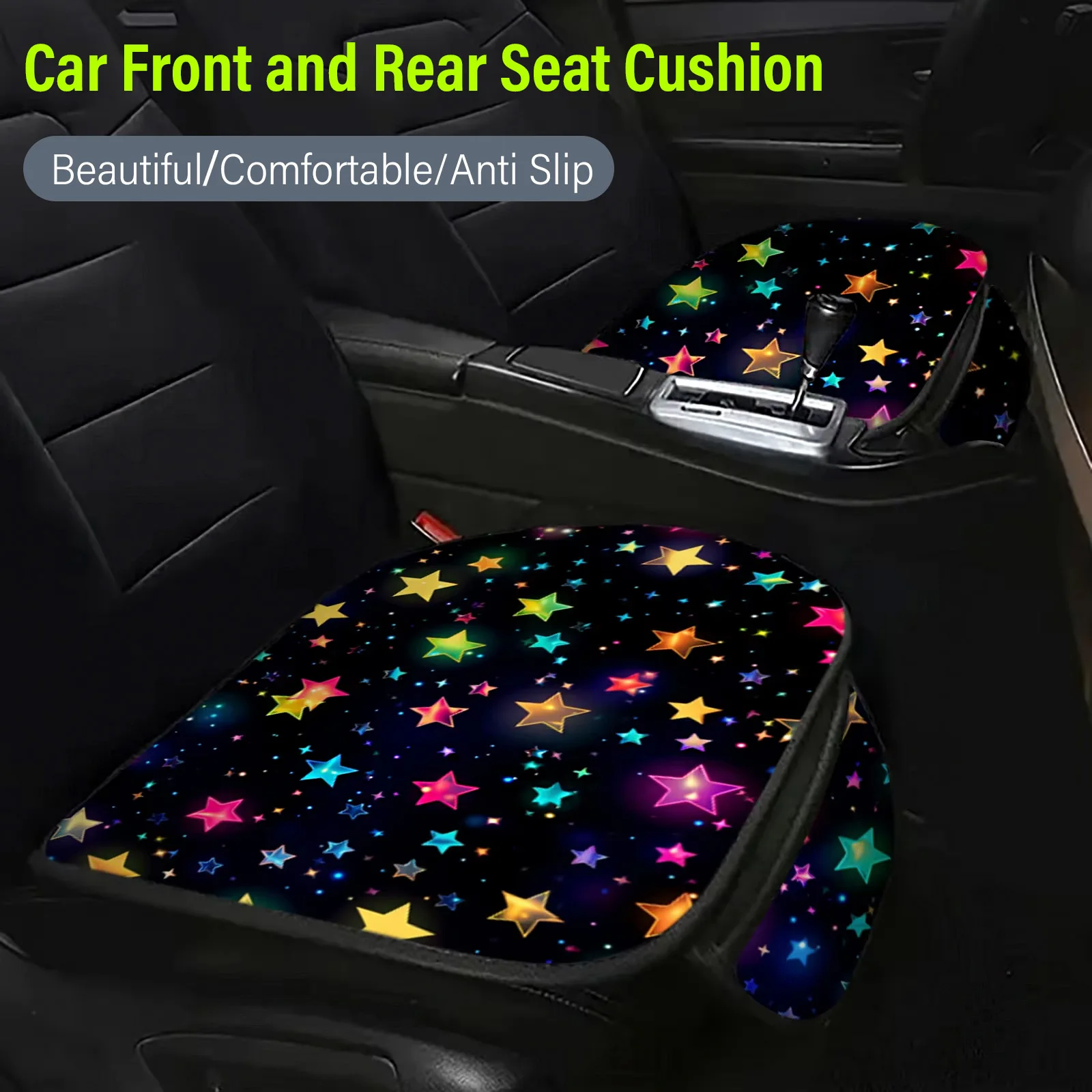 Mounted Star Printed Car Front and Rear Seat Cushion Comfortable Beautiful Anti Slip Seat Protector Car Interior Accessories