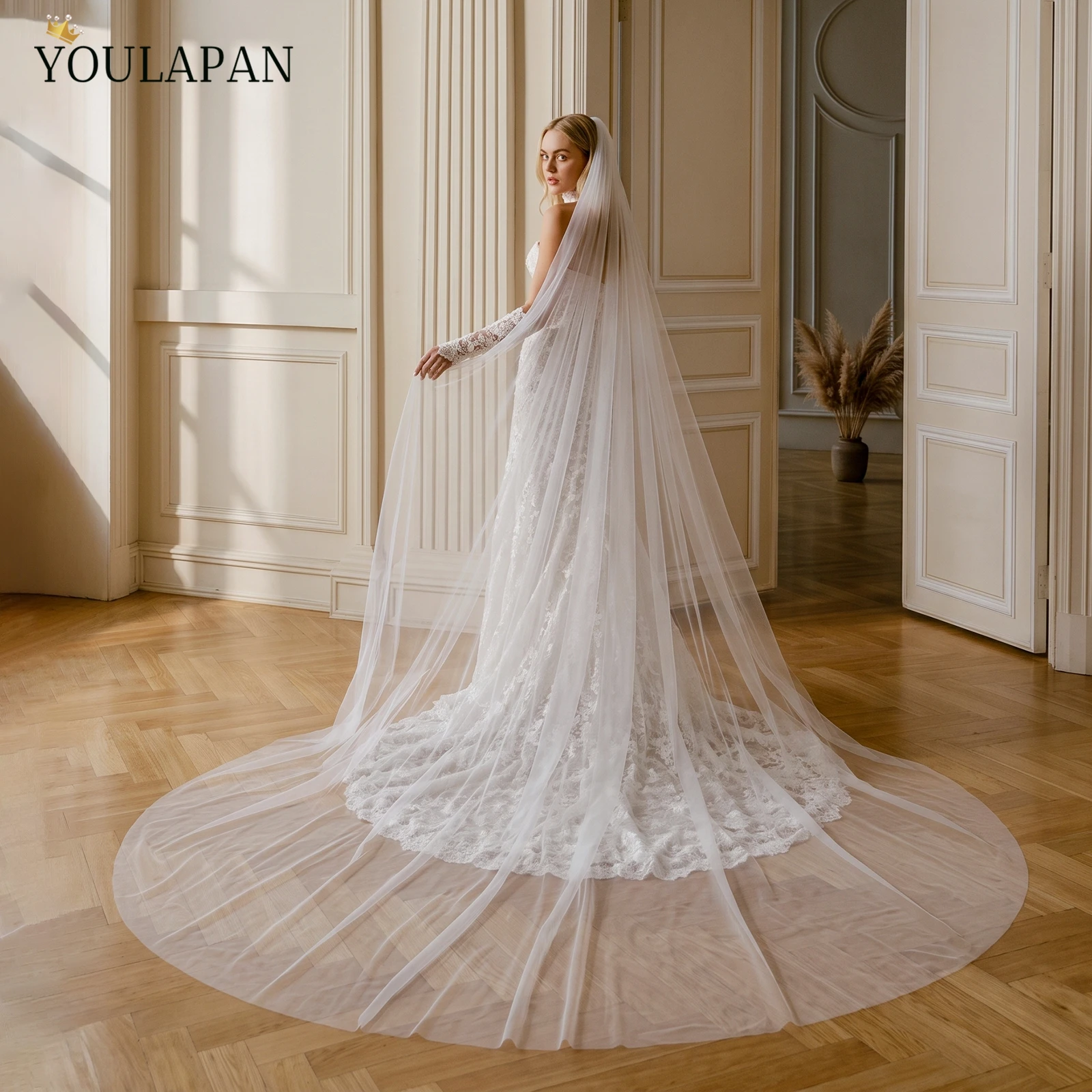 YouLaPan Extra Long Cathedral Bridal Veil Plain Soft Tulle Wedding Veil With Comb For Wedding Dress Accessories M92