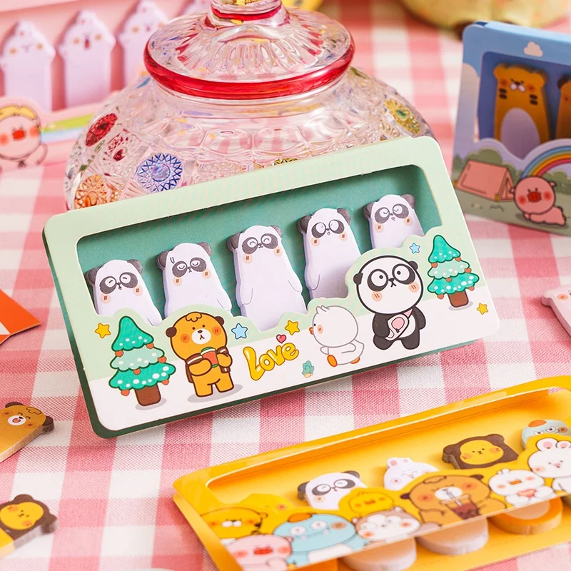 24pcs/lot Kawaii Rabbit Panda Animal Index Memo Pad Cute N Times Stationery Label Notepad Bookmark Post School Supplies