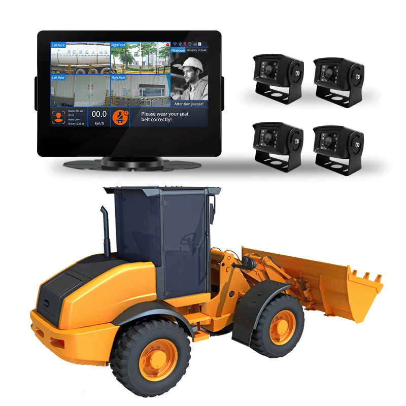 Reverse System for Excavator Loader Forklift Pedestrian Detection Crash Alarm Collision Avoidance Split Screen