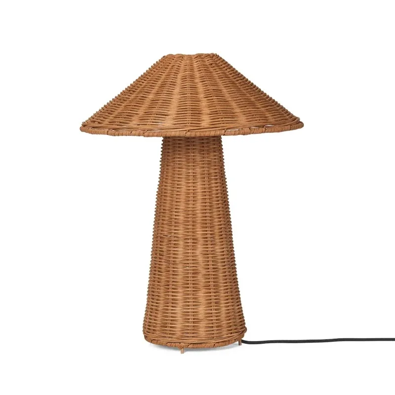 Modern Nordic Style Rattan Woven Mushroom Table Lamp Middle Size Creatively Designed for Bedside