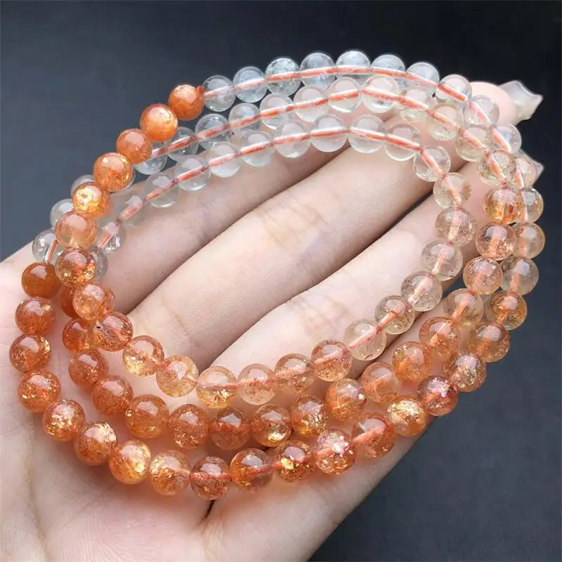 5.5MM Natural Gradient Alusha Quatrz Triple Circle Bracelet For Women Men Love Gift Crystal Beads Strands Jewelry Gift 1PCS