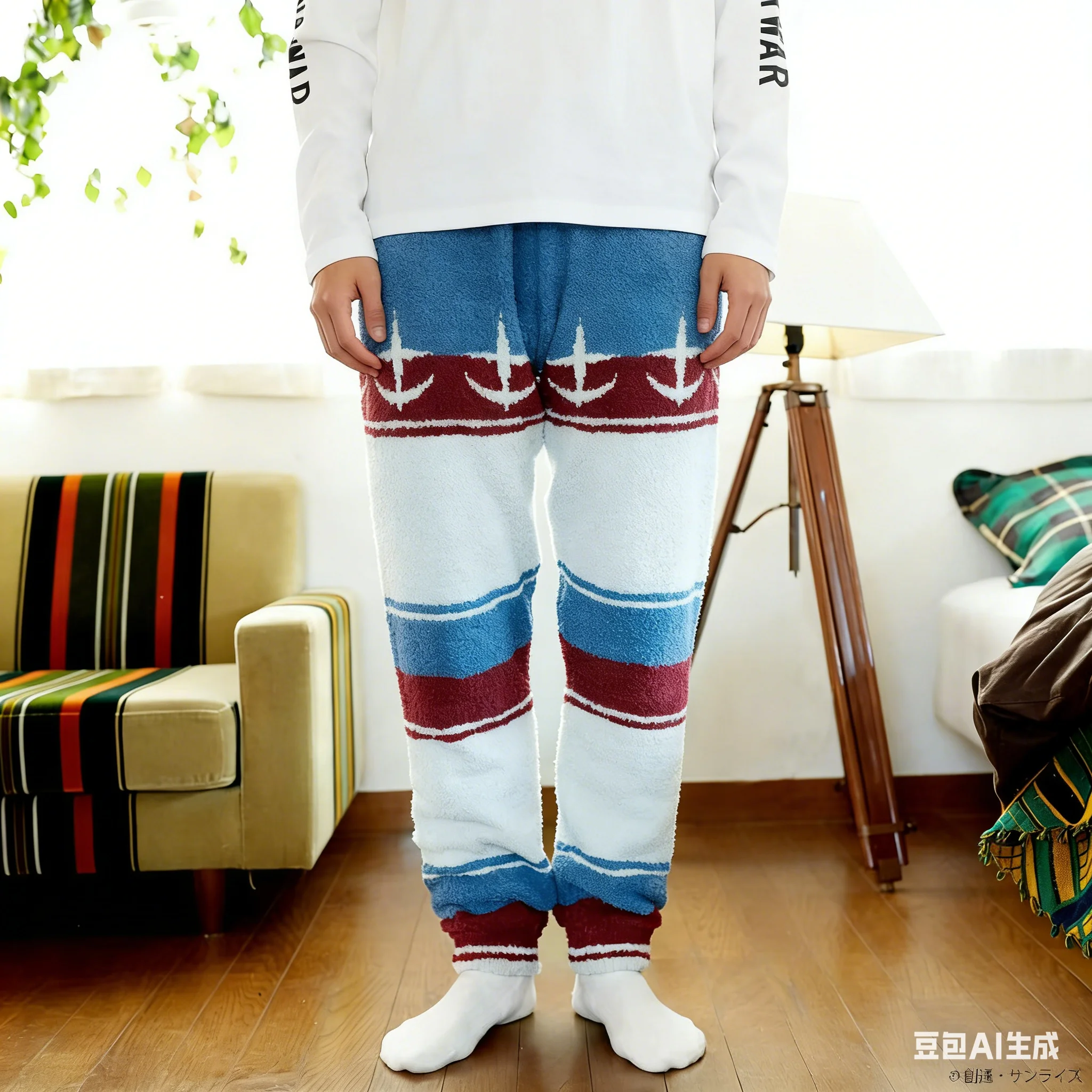 

Bandai Mobile Suit Gundam E.F.S.F. Allover Print Adult Kids Coral Fleece Pajama Pants Family Soft Comfy Relaxed-Fit Fall Winter