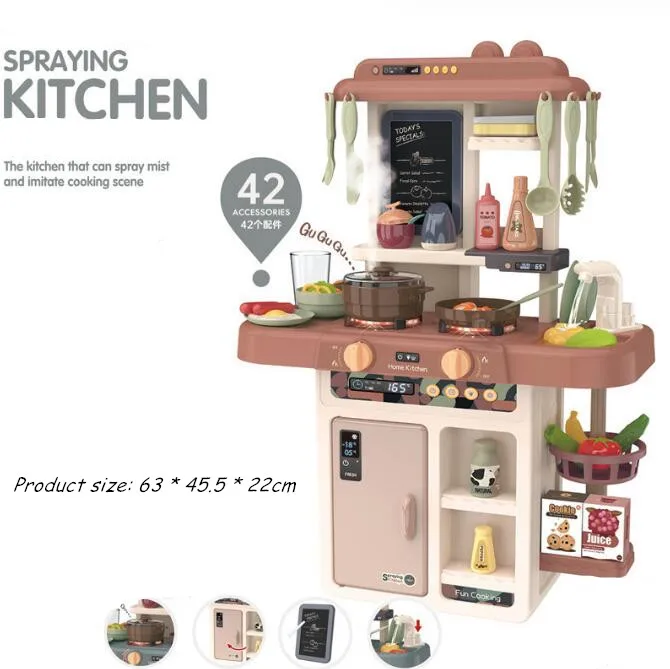 Kids Play House Kitchen Set Spray Kitchen miniature cooking set for real food Mini Food Cooking Simulation Cooking Toys