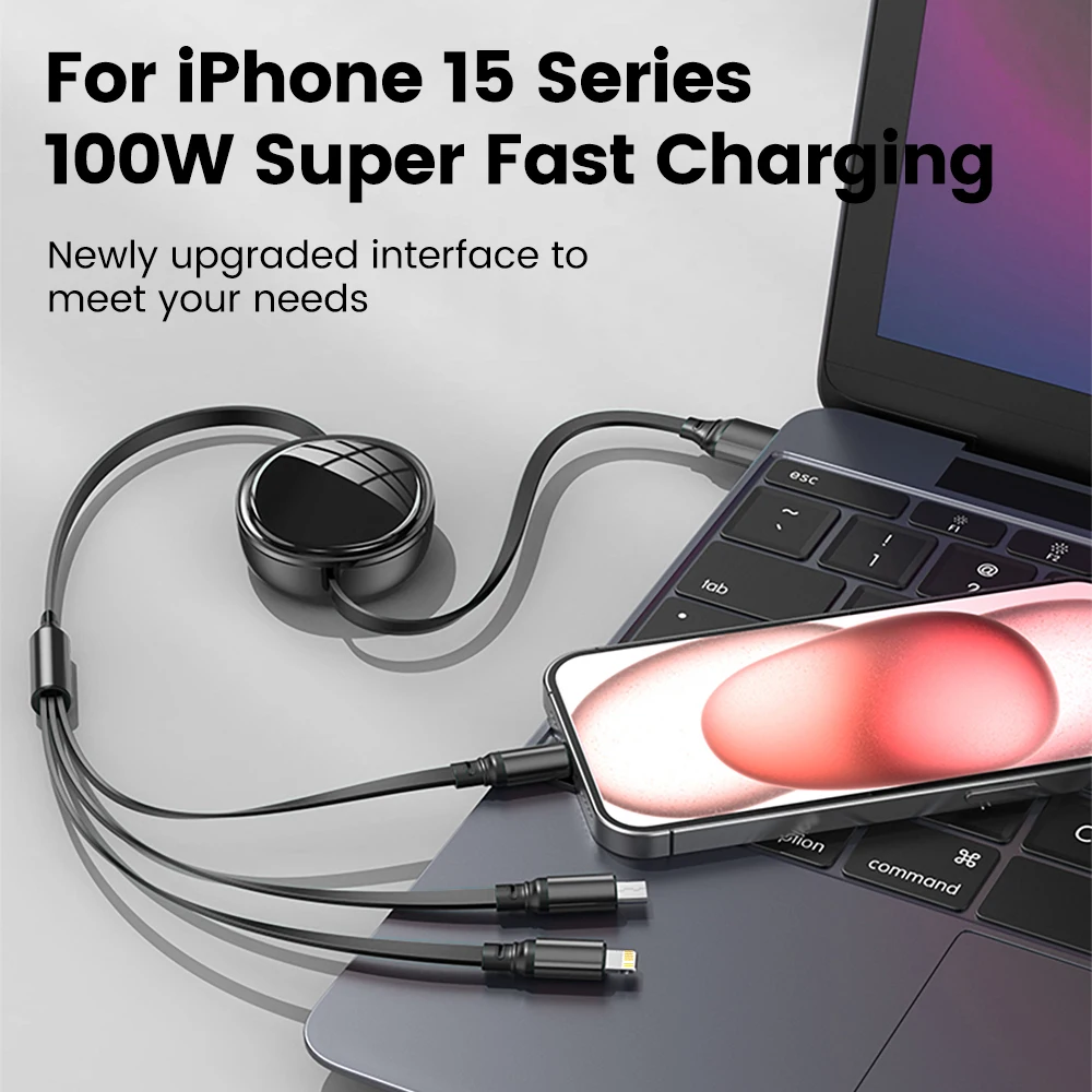 Olaf 3 In 1 Retractable USB Cable Micro usb Type C Fast Charging Cable For Iphone Android Phone Xiaomi Huawei USB C Charge Cable