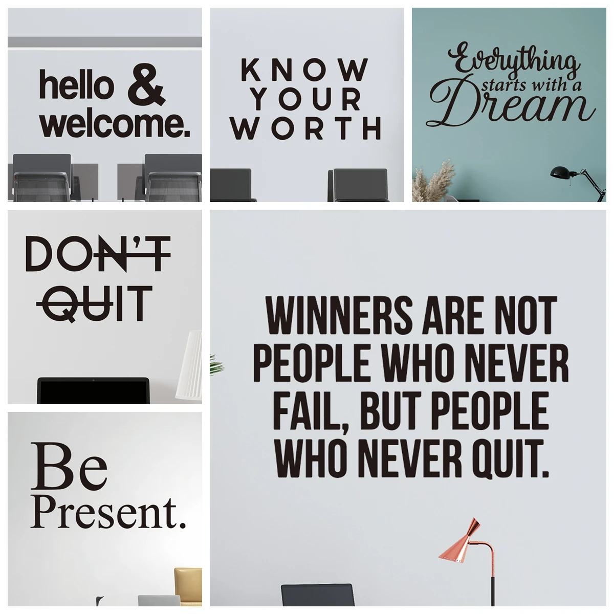 1pc Inspirational Quote Wall Sticker Diy Wallpaper Waterproof Wall Art Decal Removable Wall Stickers Home Decor Wall Stickers
