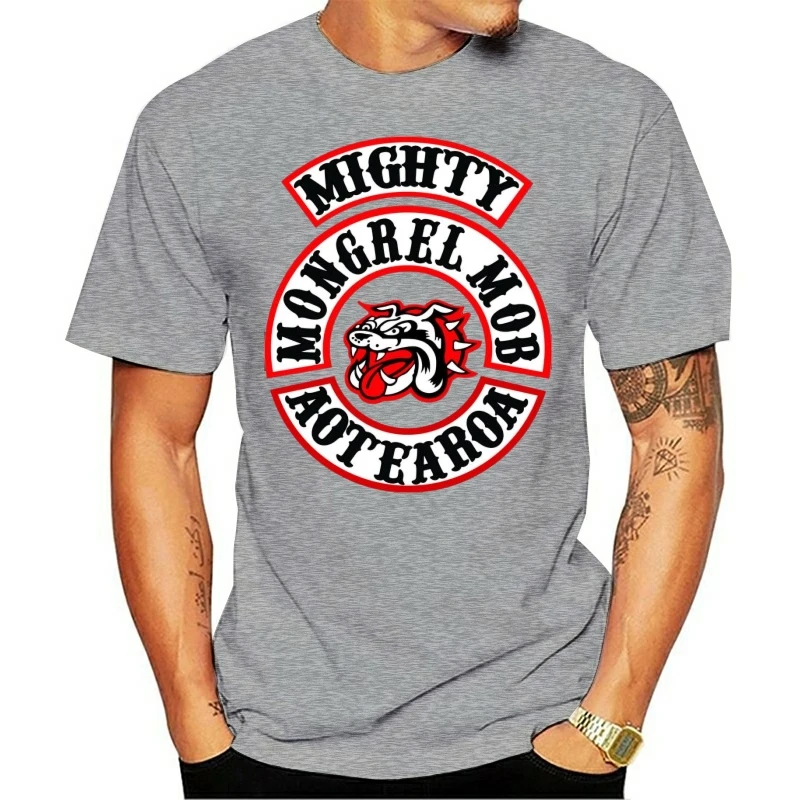 Casual T Shirts Mongrel Mob MC Printed Graphic Men Round Neck Tops Black Size S-4XL