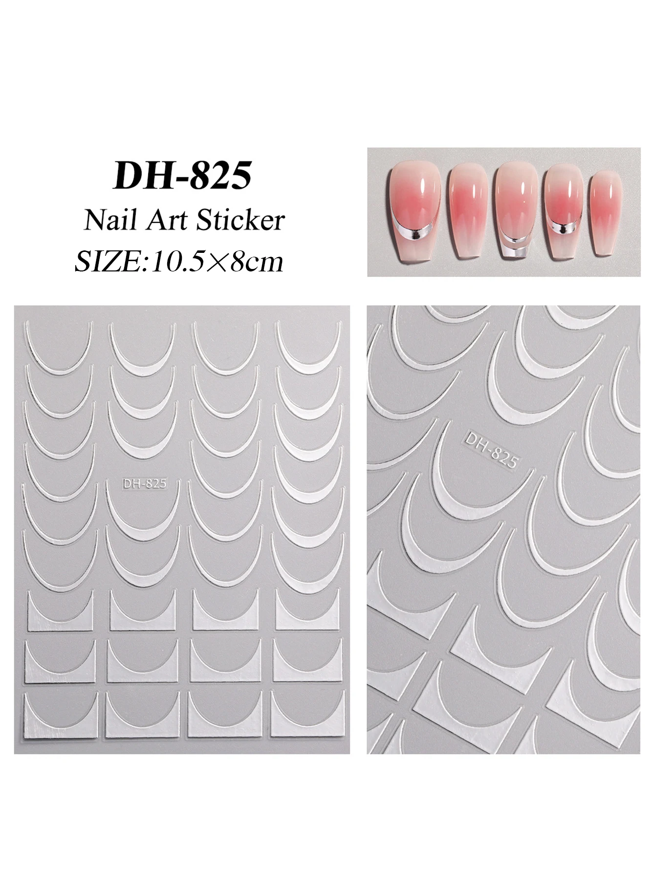 Glitter nagelstickers met Franse punt - zelfklevende gouden en zilveren booglijnen voor salon-perfecte nagels DIY decoratieve artikelen