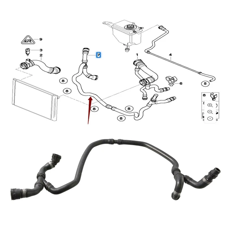 

Expansion Tank Radiator Coolant Hose For BMW 5 6 Series E60 E63 525I 530I 630I Water Tank Radiator Hose 17127542206 Replacement