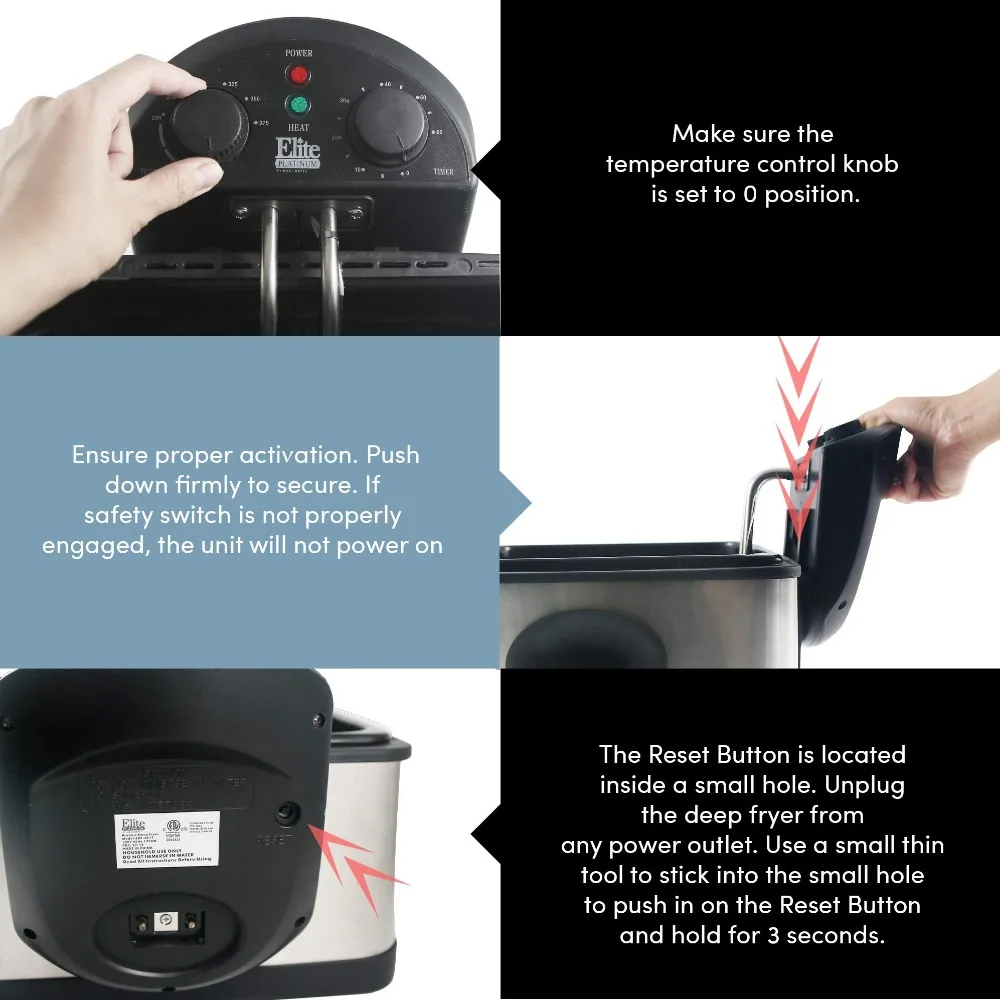 Electric Immersion Deep Fryer with 3-Baskets, Lid with Viewing Window and Odor Free Filter