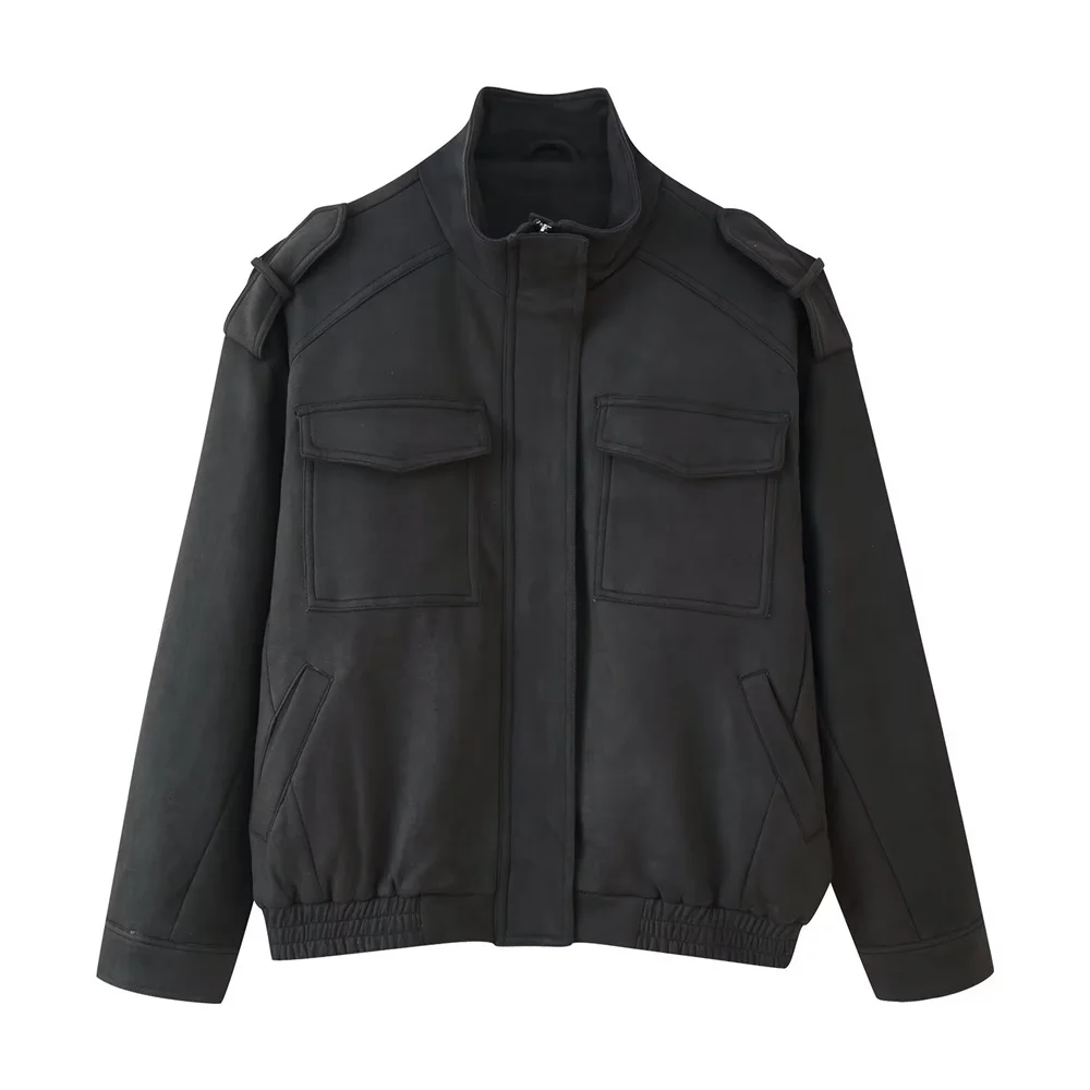 European and American style autumn new women's clothing design sense versatile suede texture leather jacket