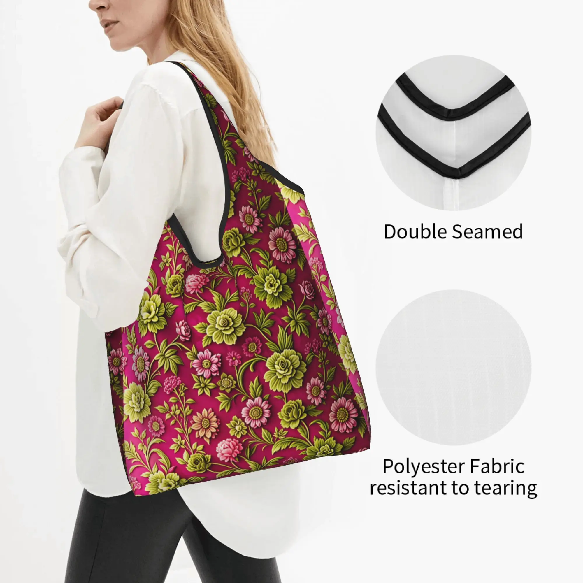 Fashion Trend 3D Flowers Groceries Tote Shopping Bag Women Funny Luxury High 3D Floral Shopper Shoulder Bag Big Capacity Handbag