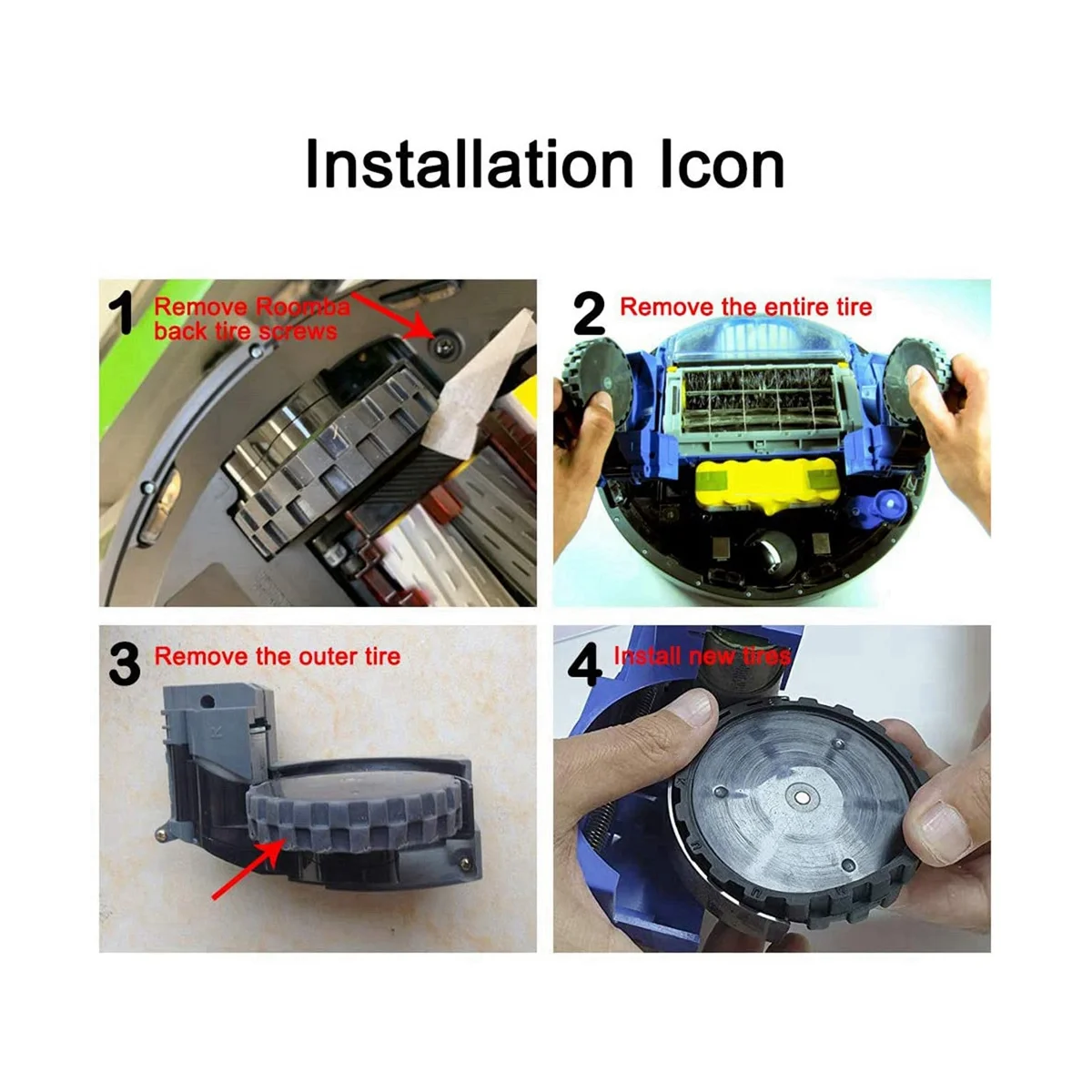 ยางล้อยางสำหรับ iRobot Roomba I7 I7บวก E5 E6 E7 500 600 700 800 900ชุด S9 S9 + ชิ้นส่วนเครื่องดูดฝุ่น12ชิ้น