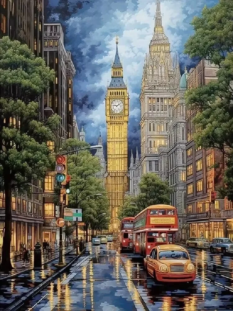 

London City Street Scenery Jigsaw Puzzles DIY Family Fun Puzzles Educational Toys Creative Gifts for Teenagers and Adults