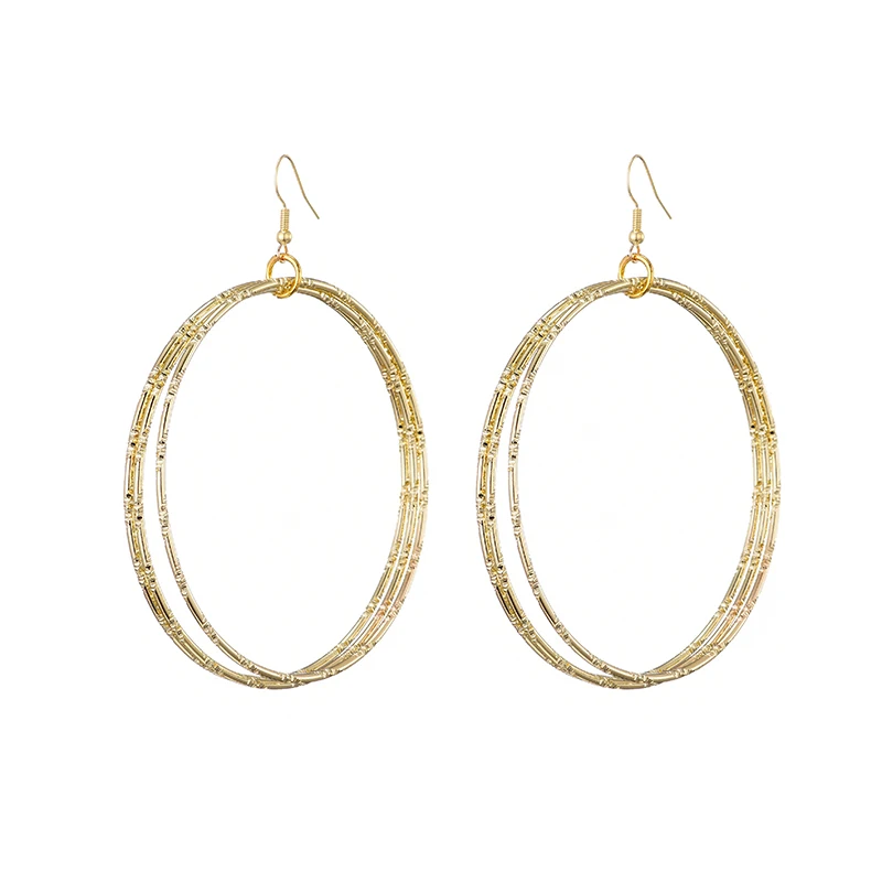 Fashion Exaggerated 7cm Big Round Hoop Earrings For Women Large Circle Simple Drop Dangle Earrings Jewerly Gold Silver Color