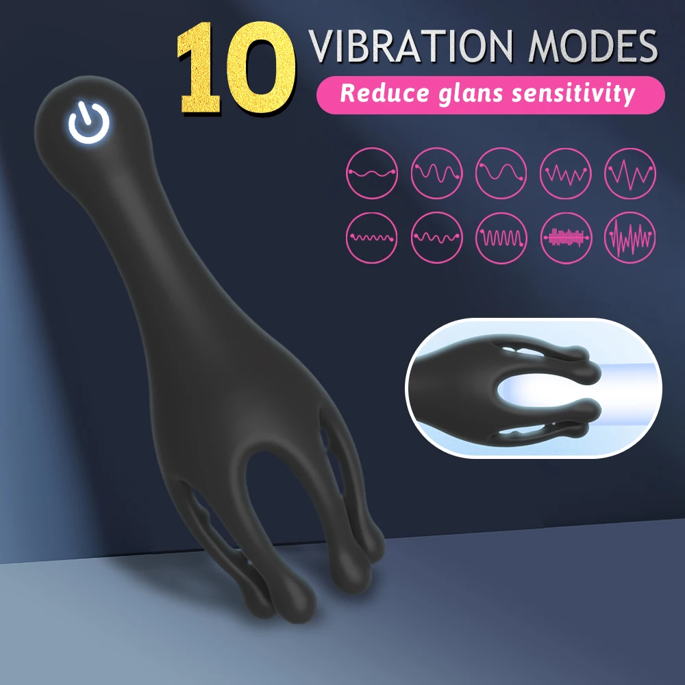 Glans Trainer for Men Powerful Vibrating Penis G Spot Masturbator Soft Fingertip  Prolong Endurance Massage Vibrator Erotic Toys