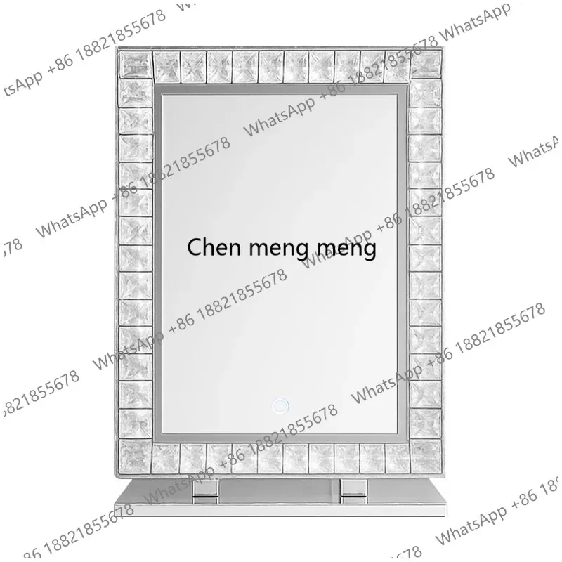 Light luxury cross-border high-end square lighting makeup mirror dressing table stainless steel ins style crystal high-end