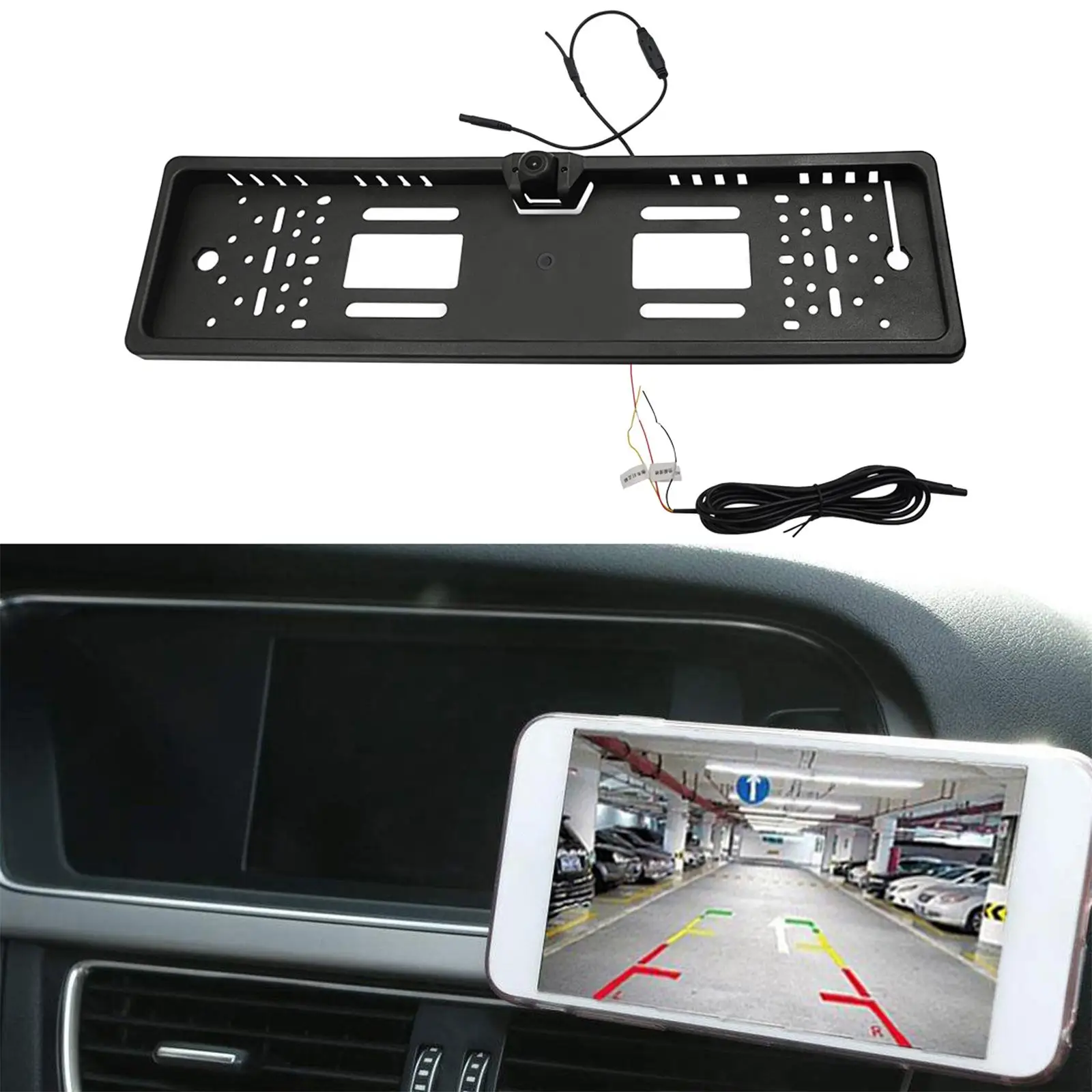 EU Plate Frame Camera Wide Viewing Angle 5G WiFi Waterproof Replacement Holder for European Cars Auto Parts