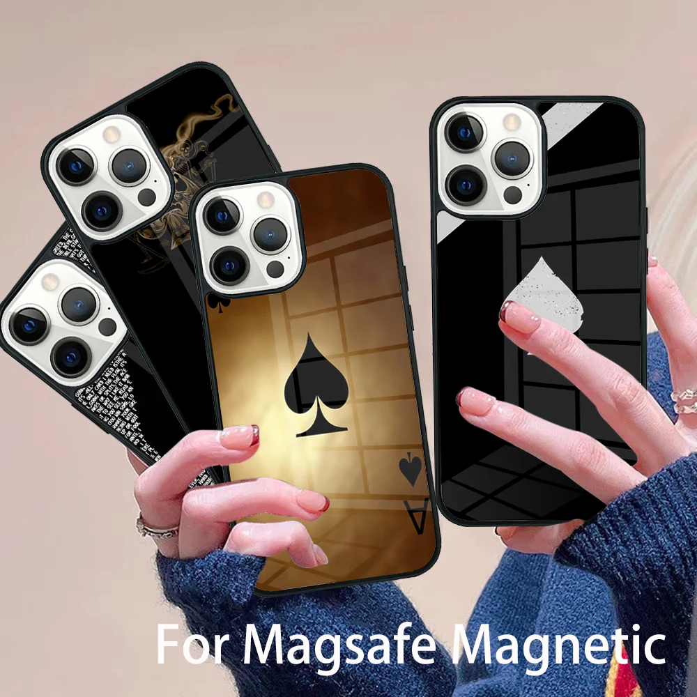 

Ace of Spades Phone Case Magesafe Magnetic Wireless Charge Cover For IPhone 16 11 12 13 14 15 Pro Max Plus Mini